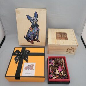 Lot of 4 Creative Wooden Jigsaw Puzzles Dog Cat Bat Mandala Animals Laser Cut